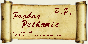Prohor Petkanić vizit kartica